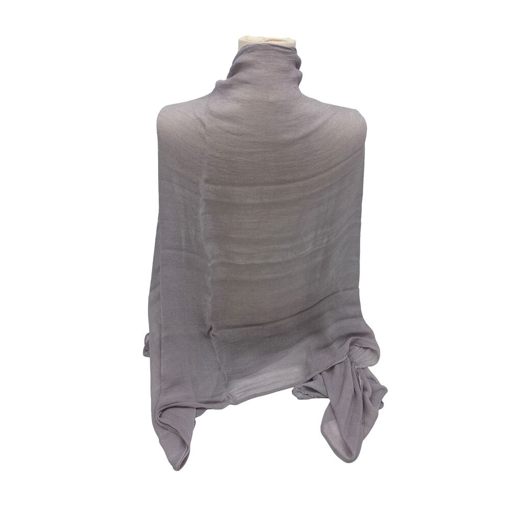 Extra Long Sheer Crinkle Scarf Wrap Shawl Lavender Gray Ruched Lightweight 18x94